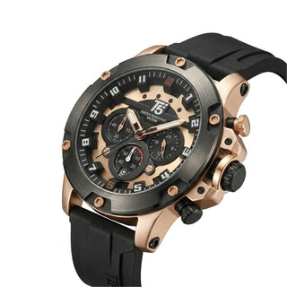 T5 Black Silicone Black Dial Multi-Dial Chronograph Watch