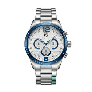 T5 Azure Bezel Silver Steel Chronograph Watch