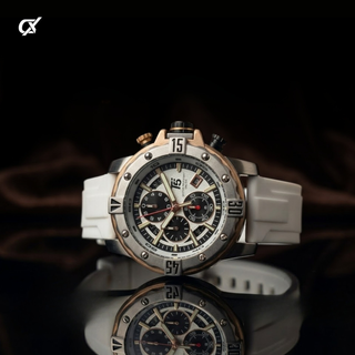 T5 white Silicone Black Dial Multi-Dial Chronograph Watch