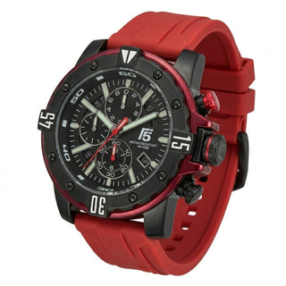T5 Red Silicone Black Dial Multi-Dial Chronograph Watch