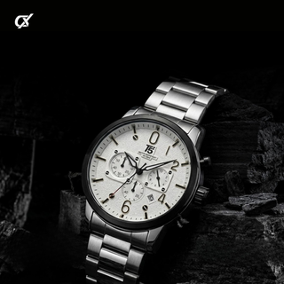 T5 Silver Silicone Black Dial Multi-Dial Chronograph Watch