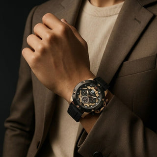 T5 Black Silicone Black Dial Multi-Dial Chronograph Watch