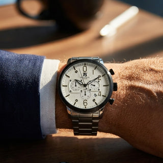 T5 Silver Silicone Black Dial Multi-Dial Chronograph Watch