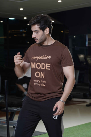 Cx Sporty Typo Half Sleeves Brown T-shirt for Men
