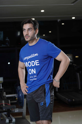 Men's Cx Rhythm Jump Short in Black with Blue Panel