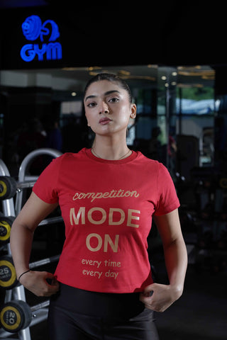 Women's Cx Level Burn Half Sleeves T-Shirt in Red