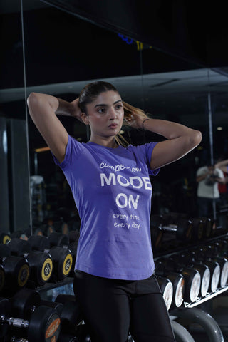 Women's Cx Level Burn Half Sleeves T-Shirt in Purple