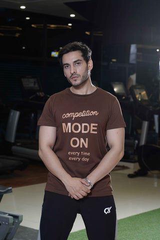 Cx Sporty Typo Half Sleeves Brown T-shirt for Men