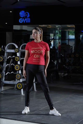 Women's Cx Level Burn Half Sleeves T-Shirt in Red