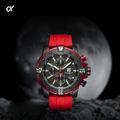 T5 Red Silicone Black Dial Multi-Dial Chronograph Watch