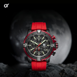 T5 Red Silicone Black Dial Multi-Dial Chronograph Watch