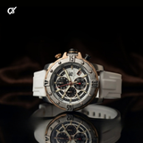 T5 white Silicone Black Dial Multi-Dial Chronograph Watch