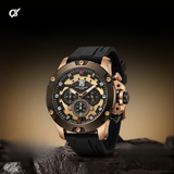 T5  Black Silicone  Black Dial Multi-Dial Chronograph Watch