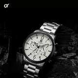 T5  Silver Silicone Black Dial Multi-Dial Chronograph Watch
