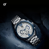 T5 Azure Bezel Silver Steel Chronograph Watch
