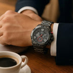 T5 Crimson Accent Black Steel Chronograph Watch