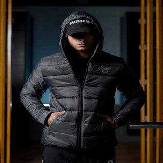 Men's CX Puffer Hooded Jacket in Black