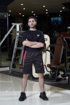 Men's Cx Rhythm Jump Short in Black with Red Panel
