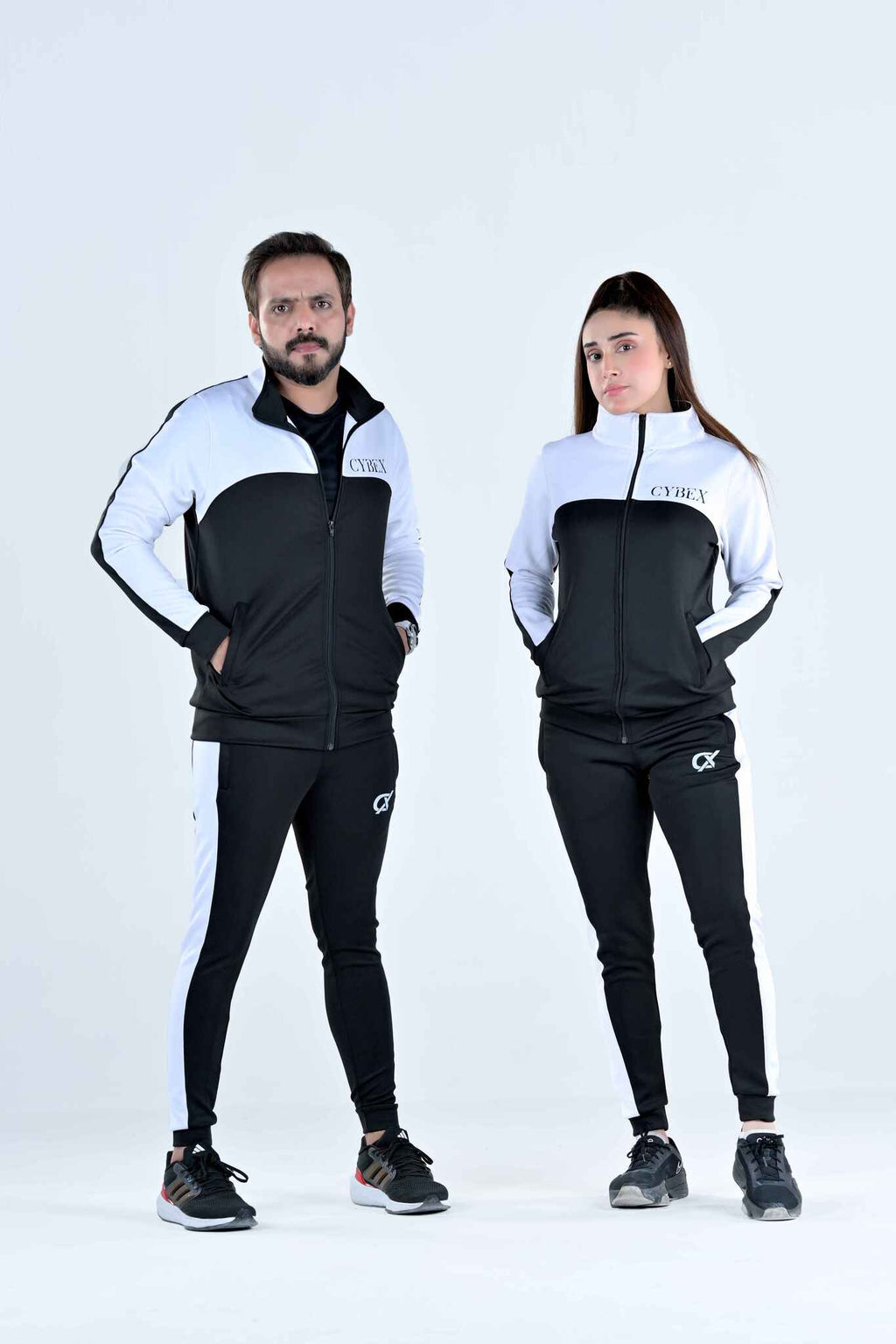 Unisex CX Track Suits Power Flow Gear in Black with White Panels