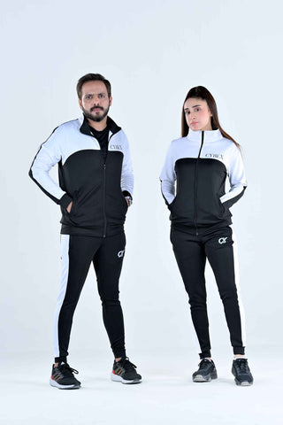 Unisex CX Track Suits Power Flow Gear in Black with White Panels