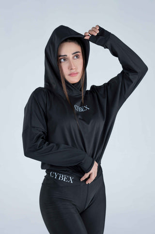 Women's CX Crop Hoodie Hyper Flex in Black