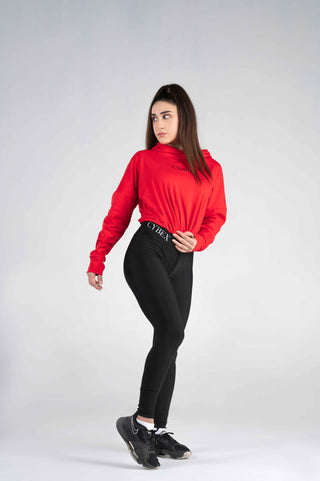 Women's CX Crop Hoodie Hyper Flex in Red