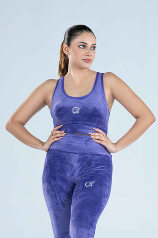 Women's Leggie Bra Set Velour Active in Purple