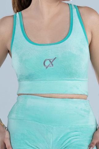 Women's Leggie Bra Set Velour Active in Sea Green