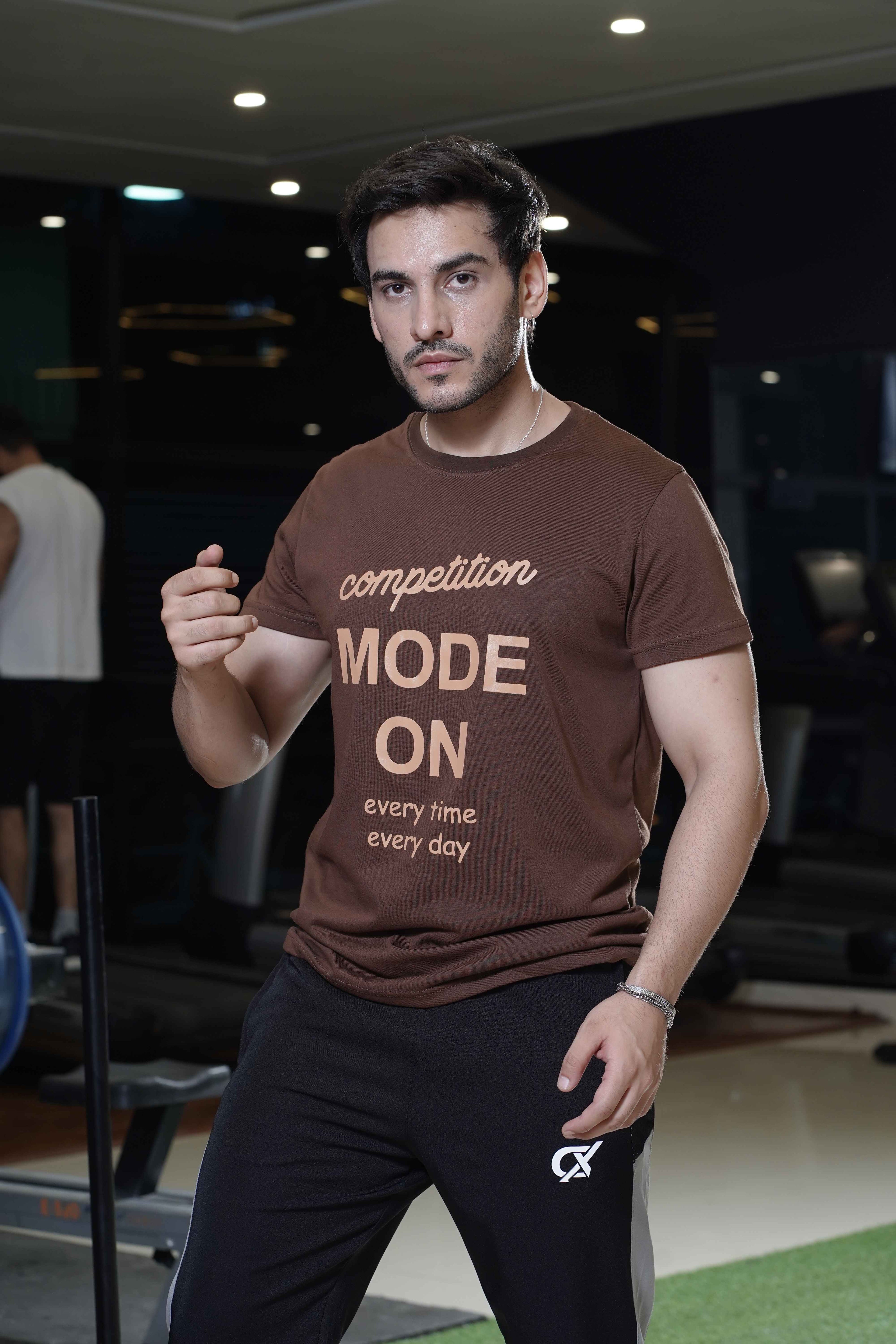Cx Sporty Typo Half Sleeves Brown T-shirt for Men
