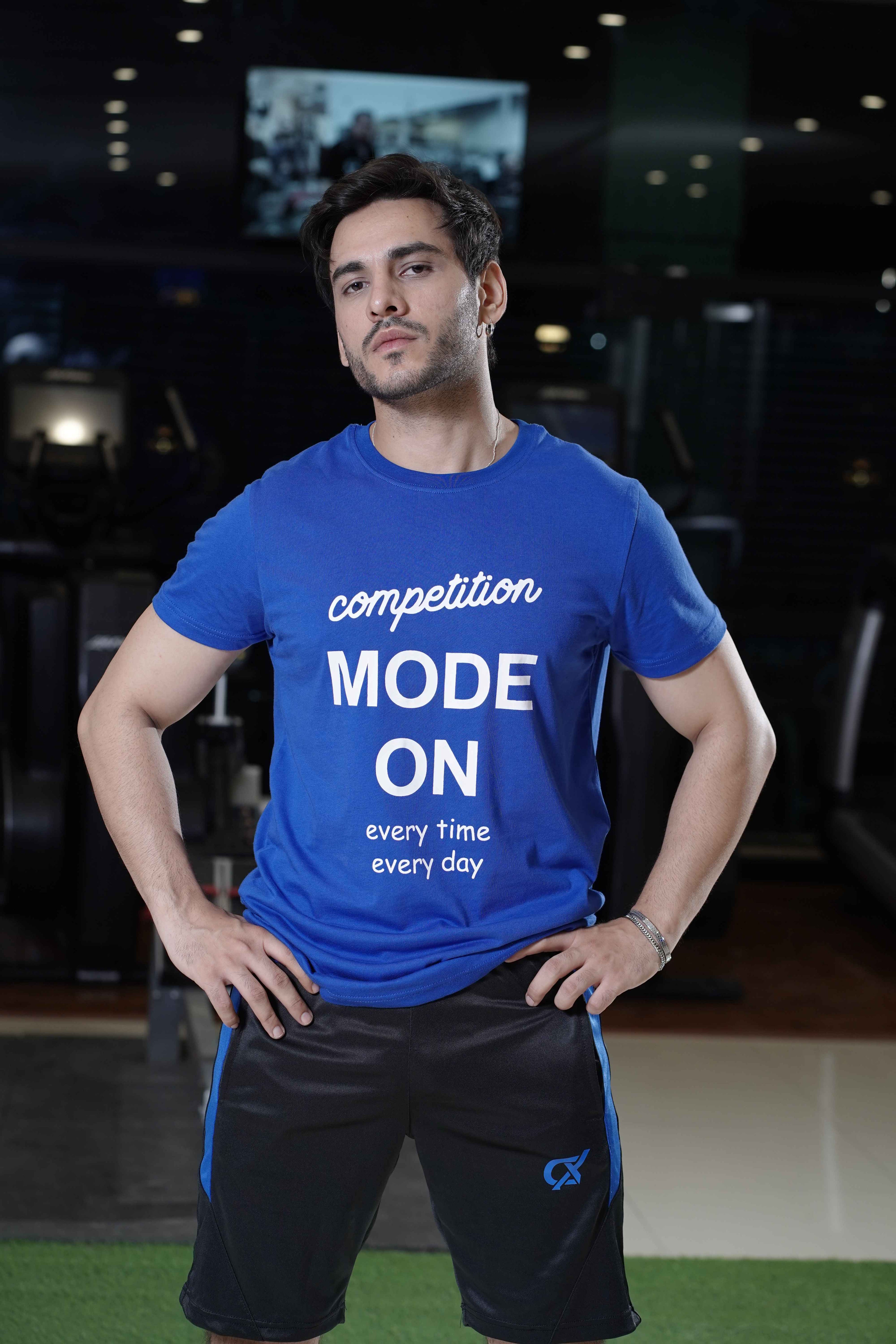 Men's Cx Rhythm Jump Short in Black with Blue Panel