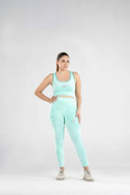 Women's Leggie Bra Set Velour Active in Sea Green