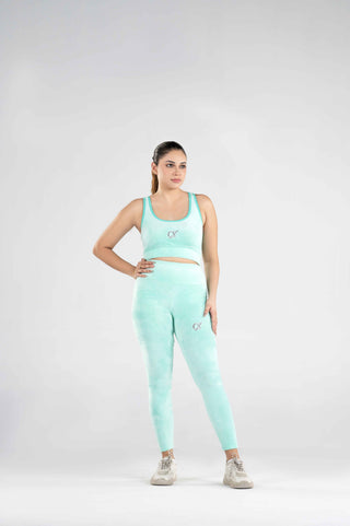 Women's Leggie Bra Set Velour Active in Sea Green