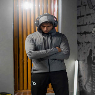 Men's CX Power Flow Zipper Hoodie in Gray