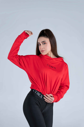 Women's CX Crop Hoodie Hyper Flex in Red