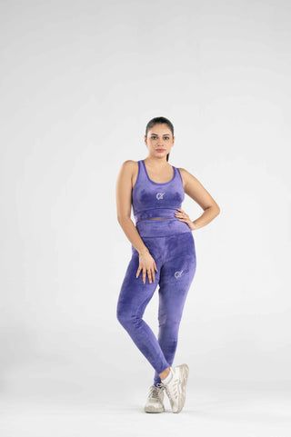 Women's Leggie Bra Set Velour Active in Purple