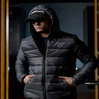 Men's CX Puffer Hooded Jacket in Black