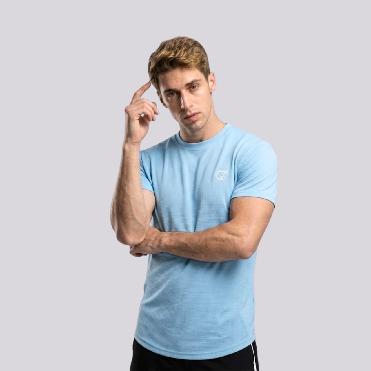 Men's CX Ribbed Motion T-Shirt in Sky Blue