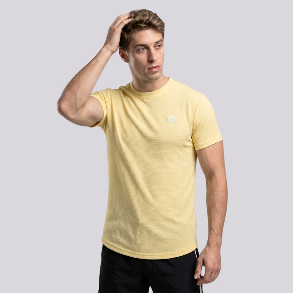 Men's CX Ribbed Motion T-Shirt in Pastel Yellow