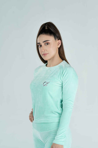 Women's Velour Flex Fit T-Shirt in Sea Green