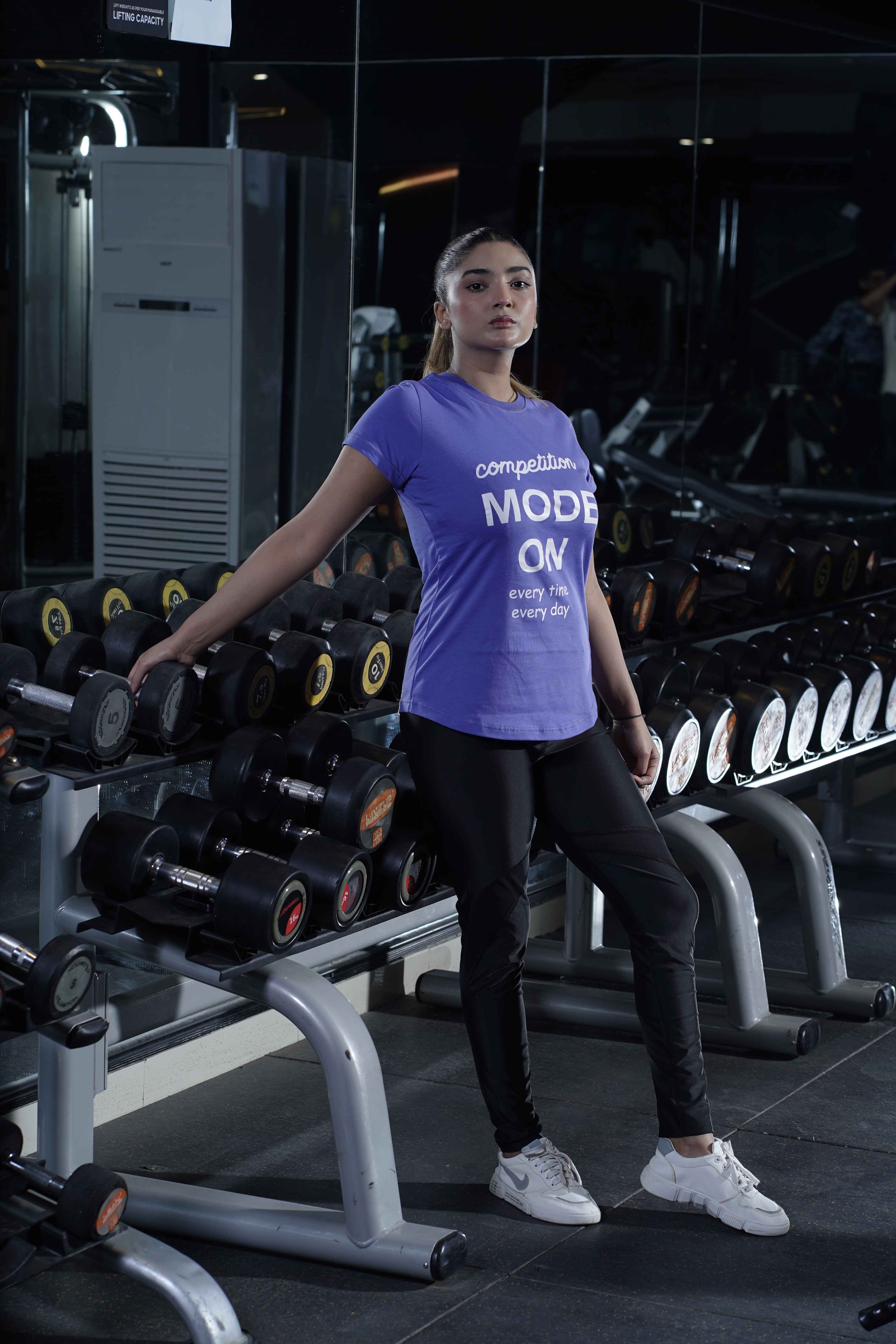 Women's Cx Level Burn Half Sleeves T-Shirt in Purple