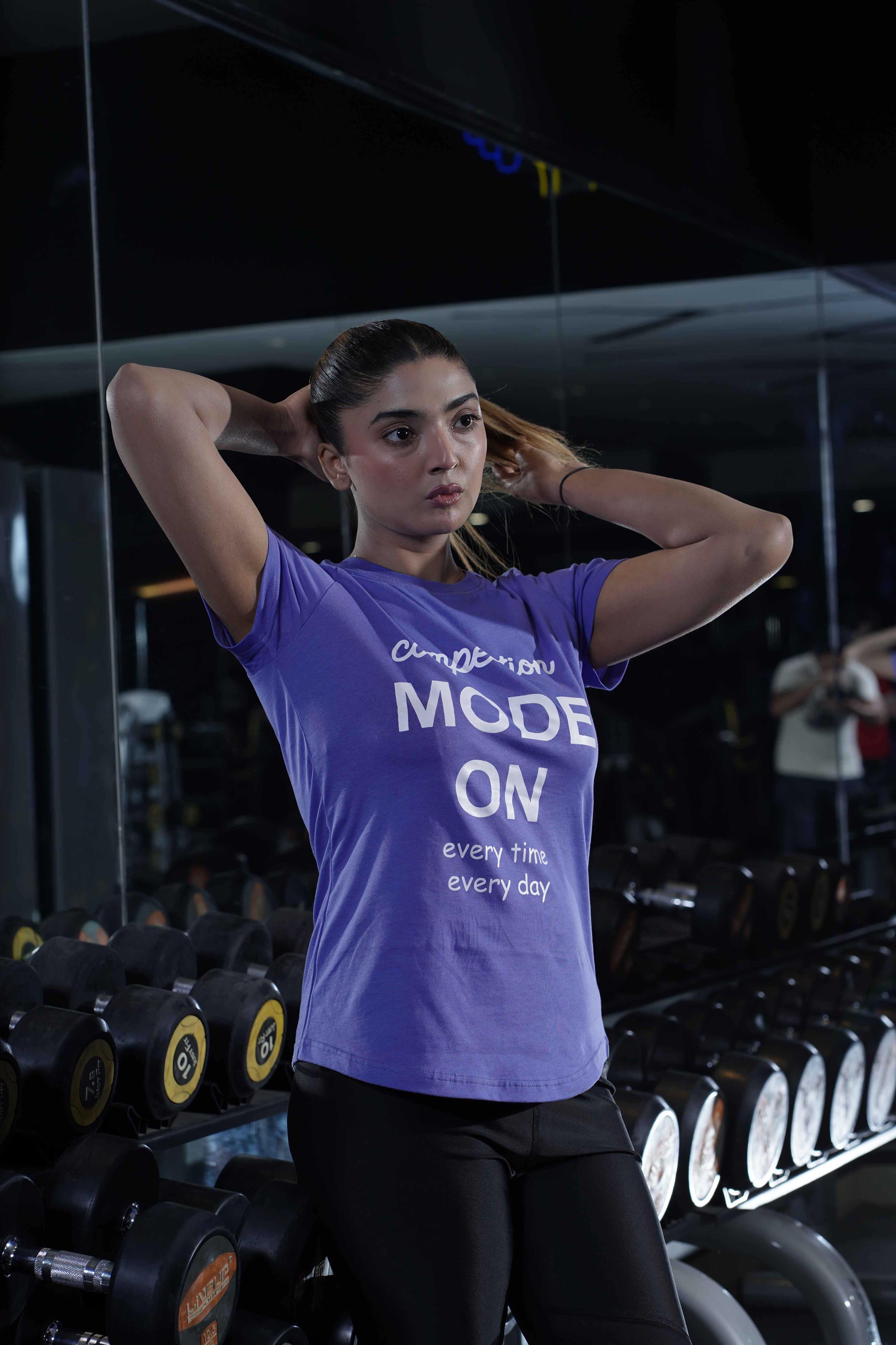 Women's Cx Level Burn Half Sleeves T-Shirt in Purple